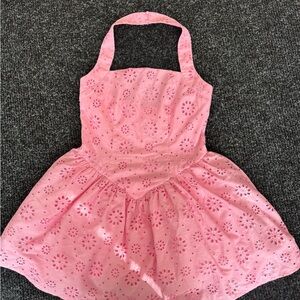 SHEIN Pink Floral Eyelet Mini Dress